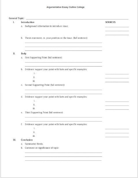 8 page argumentative essay outline