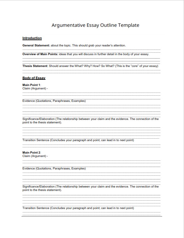 argumentative essay outline template 7th grade