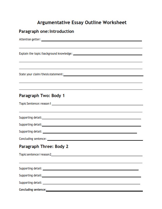 6th grade argumentative essay outline