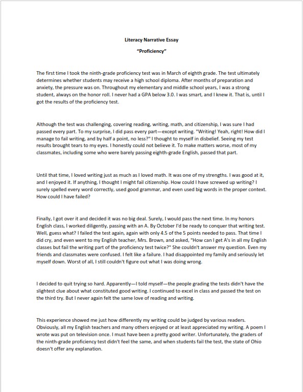 what is a literacy narrative essay